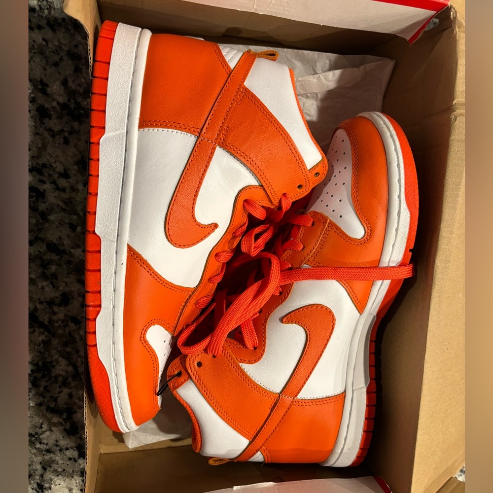 Orange & white high top dunks